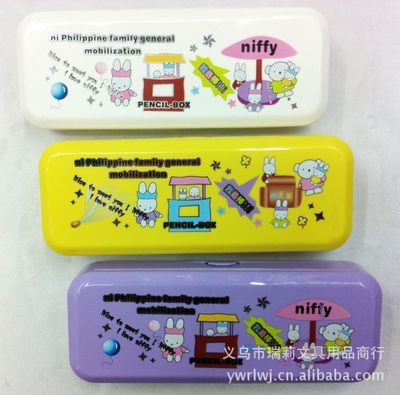 【【超值!】厂家直销卡通niffy小兔塑料双层文具盒笔插多功能文具】价格,厂家,图片,文具盒,义乌市瑞莉文具用品商行-