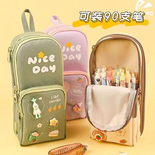 新奇特笔袋工厂大容量日系背包男女学生多功能简约纯色文具盒